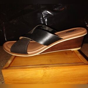 DR. SCHOLL'S GILLY Black Wedge Sandals